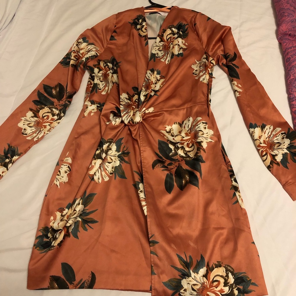 Rust color “sugar sweet satin dress”